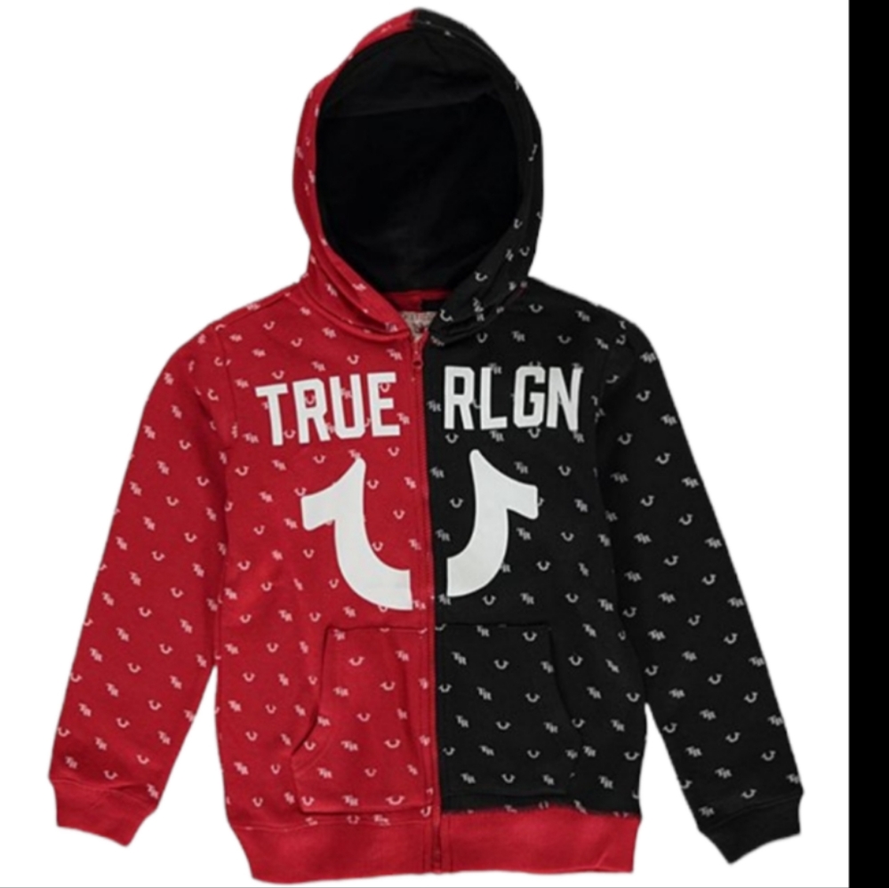 ***NWT BOYS LARGE TRUERLGN BLACK/RED LOGO TRACK HOODIE***